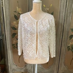CANDOLITE WOMAN’S ivory lace w/bling shrug Size 1X